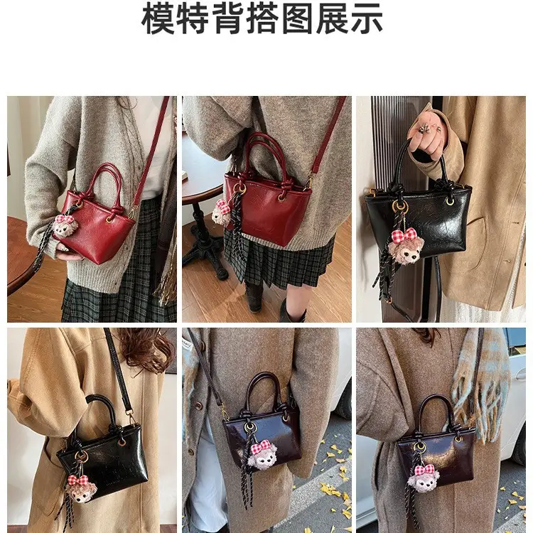 Red Crossbody Bag for Women with Doll Charm - Image 6