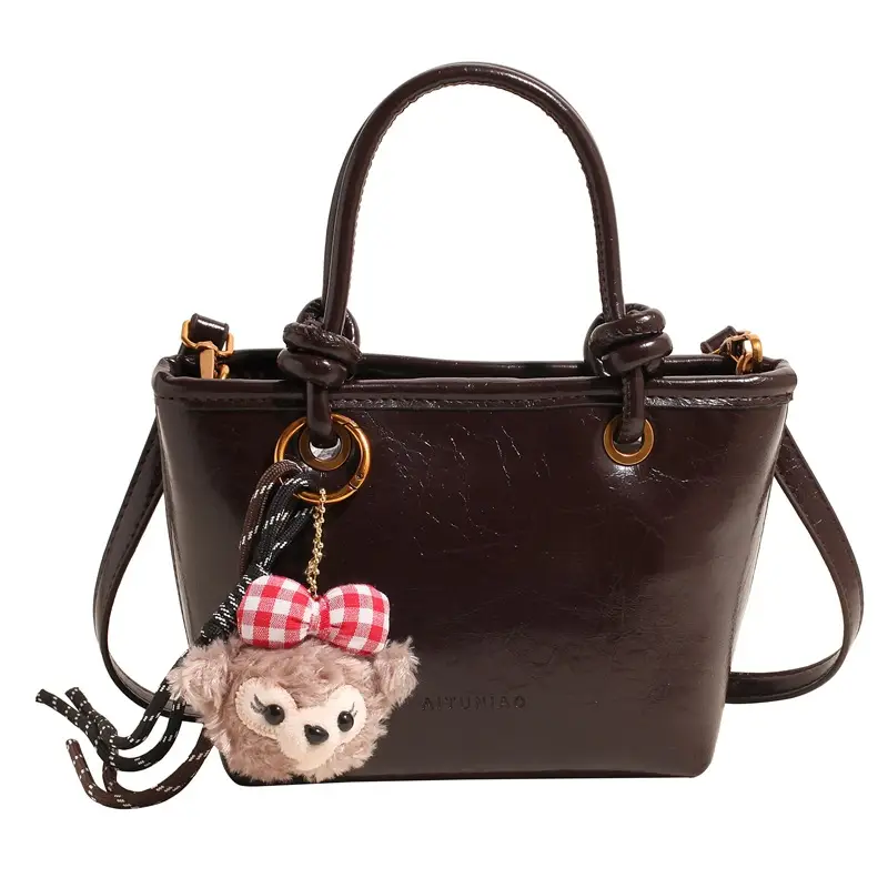 Red Crossbody Bag for Women with Doll Charm - Image 8