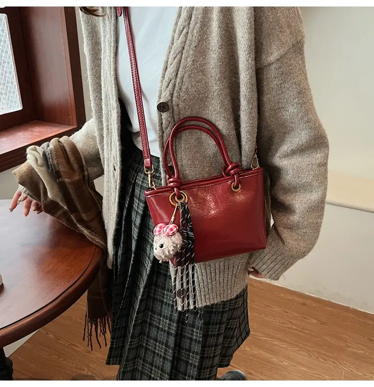 Red Crossbody Bag for Women with Doll Charm — feature 12
