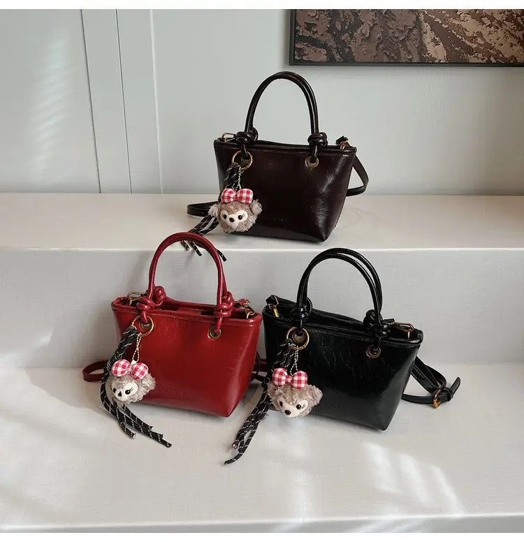 Red Crossbody Bag for Women with Doll Charm — feature 19