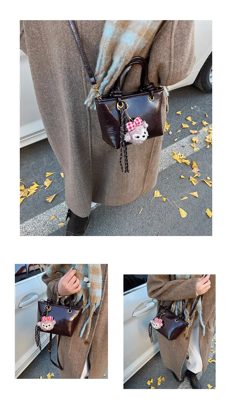 Red Crossbody Bag for Women with Doll Charm — feature 4