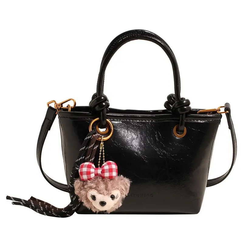 Red Crossbody Bag for Women with Doll Charm - Image 2