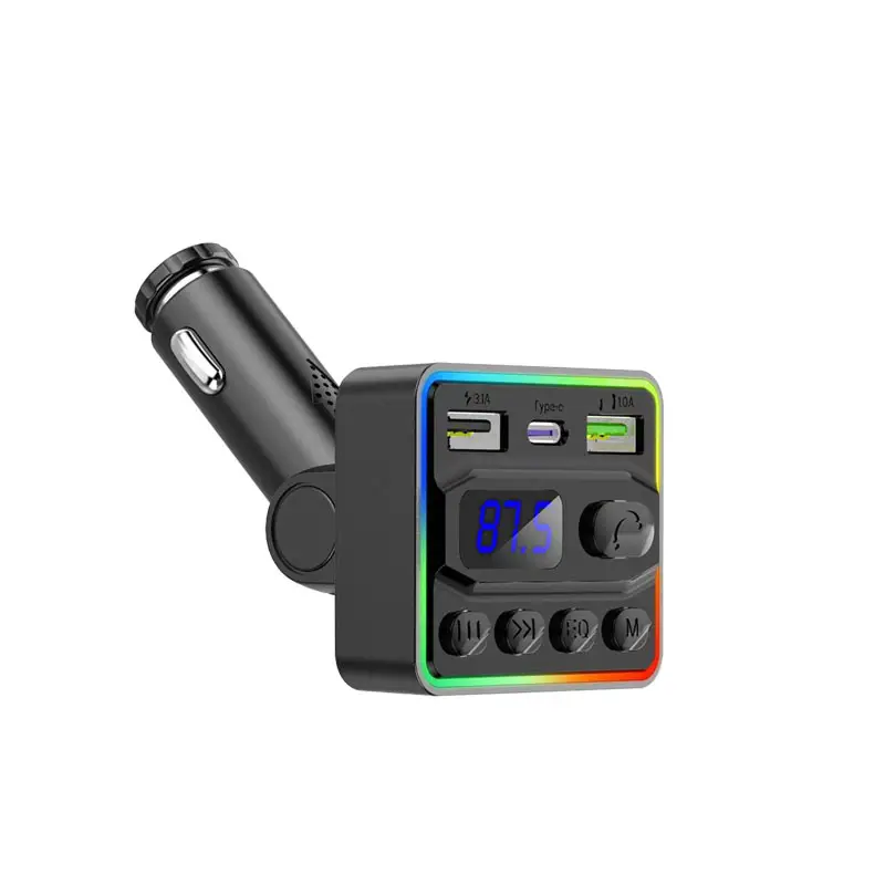 Universal Bluetooth Mp3 Player Car Charger with Color Atmosphere Light