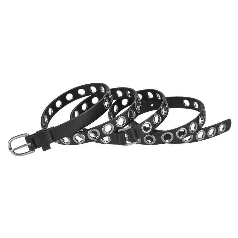 Women's Black PVC Belt with Vintage Eyelet Buckle