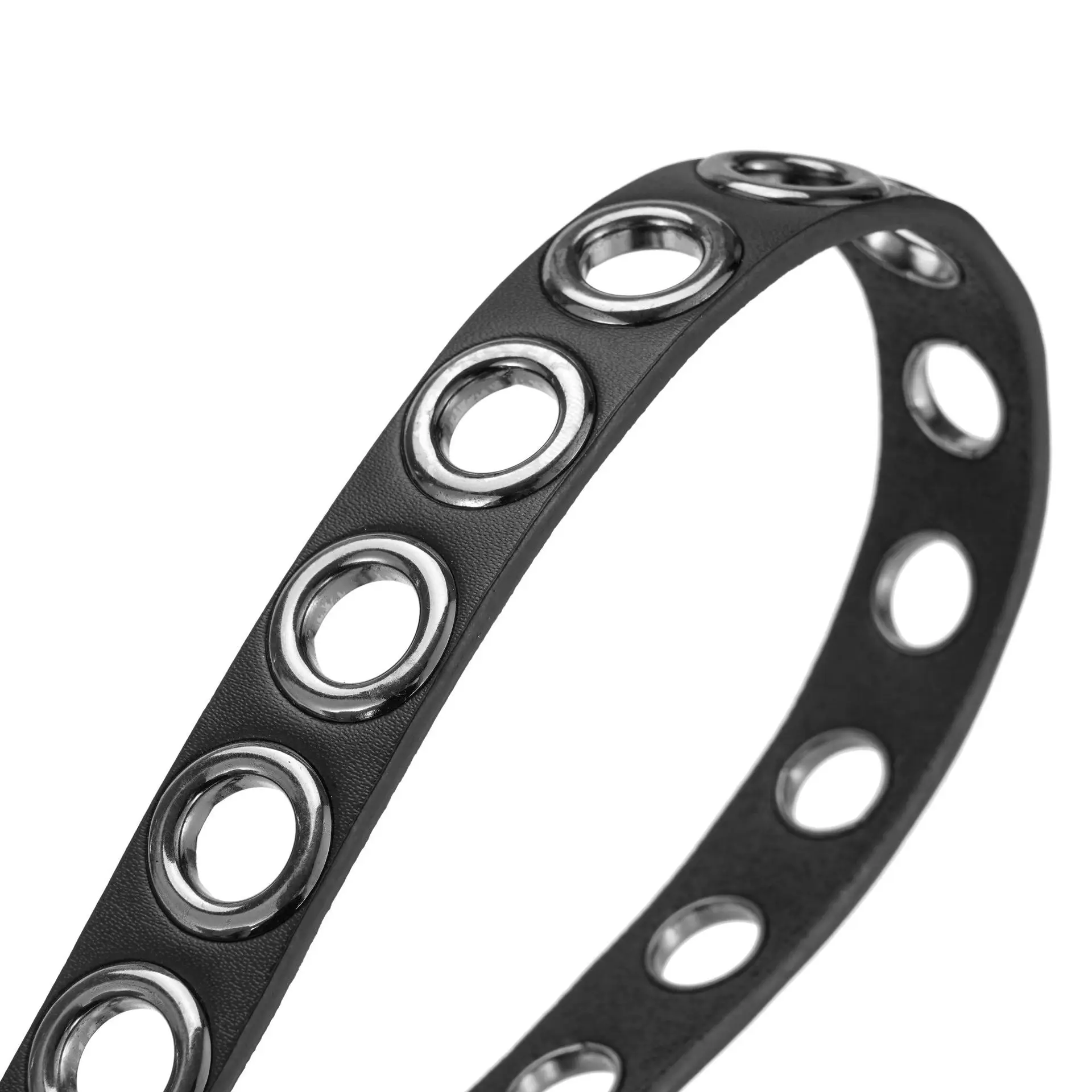Women's Black PVC Belt with Vintage Eyelet Buckle — feature 6