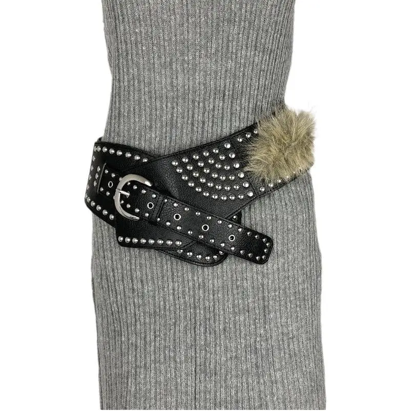Furry Belt Y2K Faux Fur Waist Chain Belt - Image 2