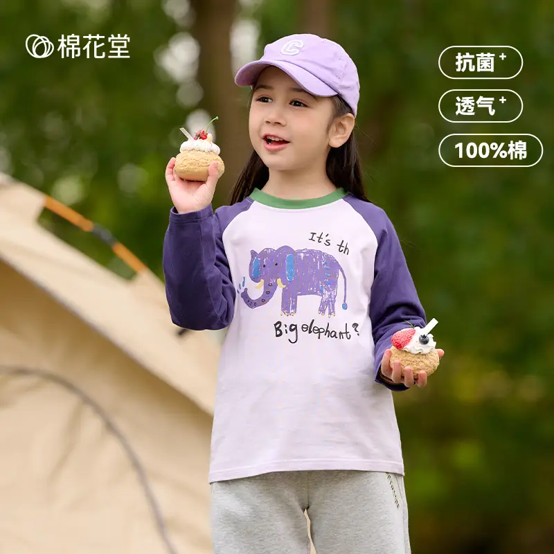 Pure Cotton Long Sleeve T-Shirt for Boys Girls Spring Tops Baby Class Safety Certification - Image 4