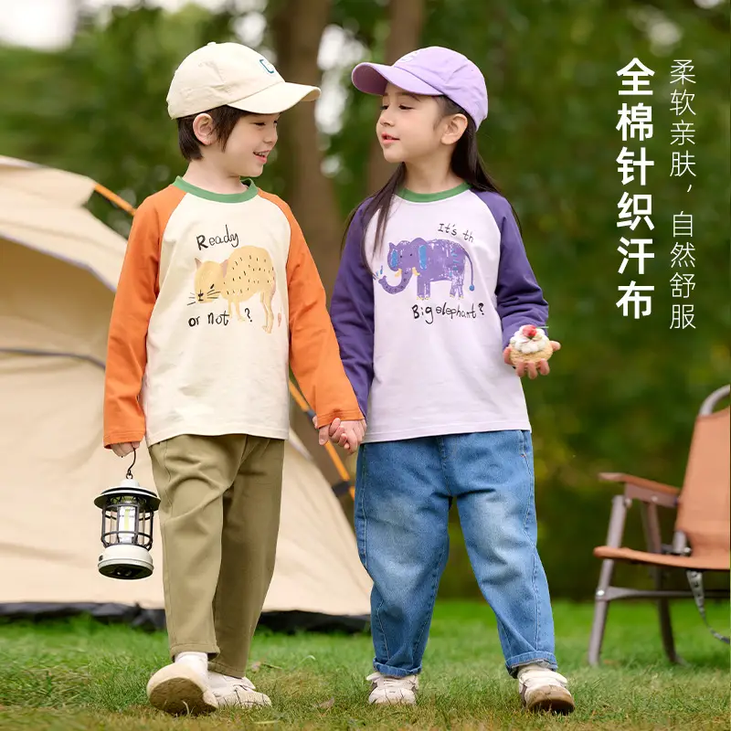 Pure Cotton Long Sleeve T-Shirt for Boys Girls Spring Tops Baby Class Safety Certification - Image 6