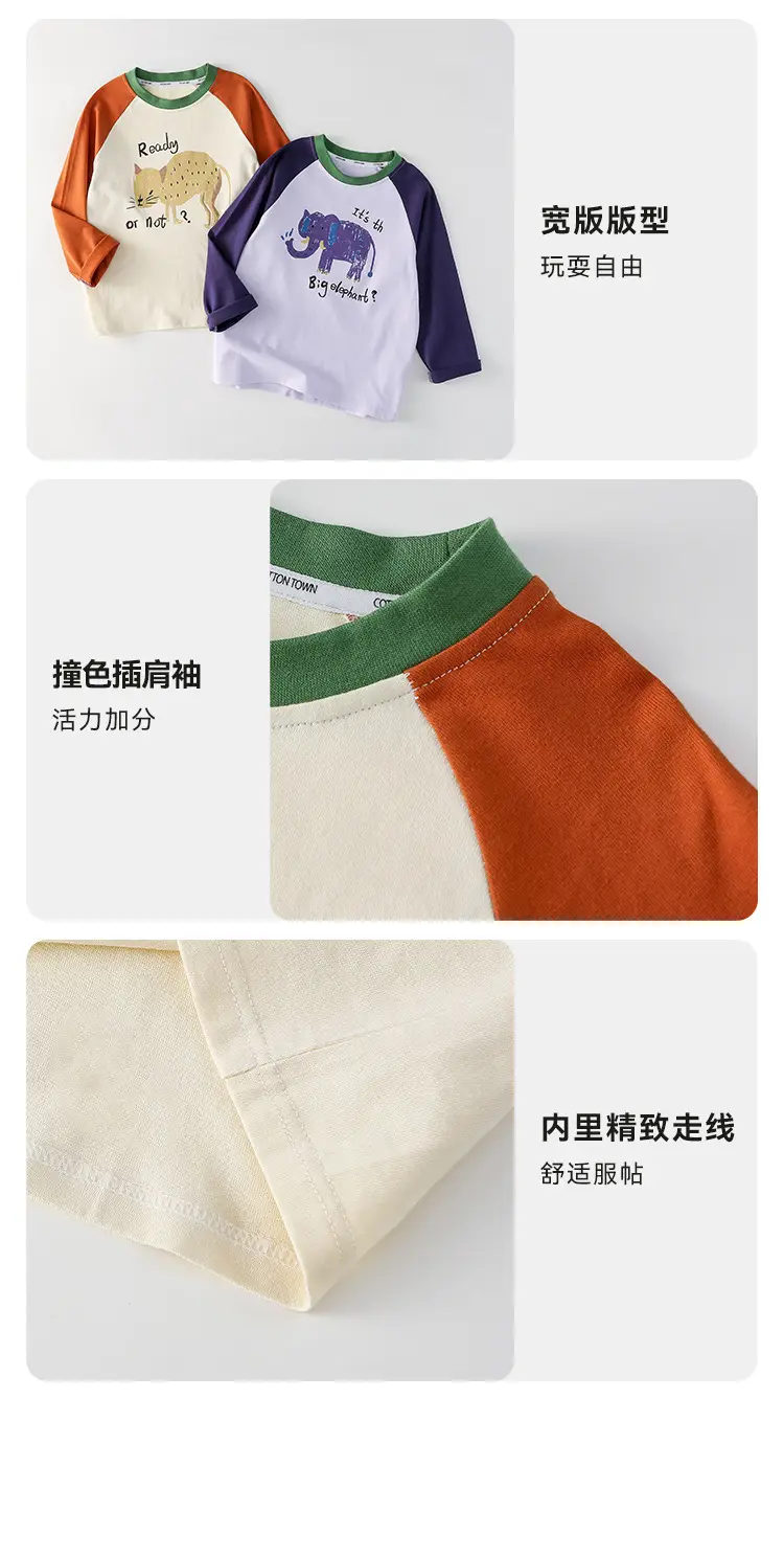 Pure Cotton Long Sleeve T-Shirt for Boys Girls Spring Tops Baby Class Safety Certification β feature 21