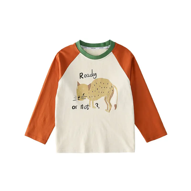 Pure Cotton Long Sleeve T-Shirt for Boys Girls Spring Tops Baby Class Safety Certification - Image 2