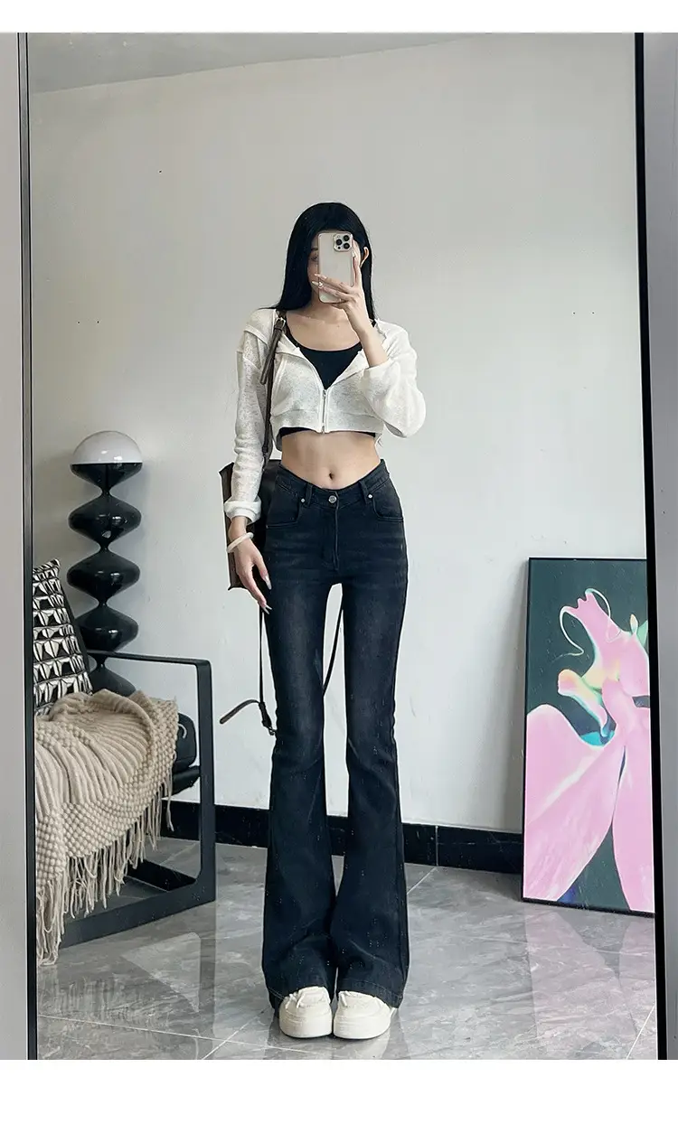Women's 175Tall Slim Fit Micro-Flared Jeans Dark Blue — feature 13