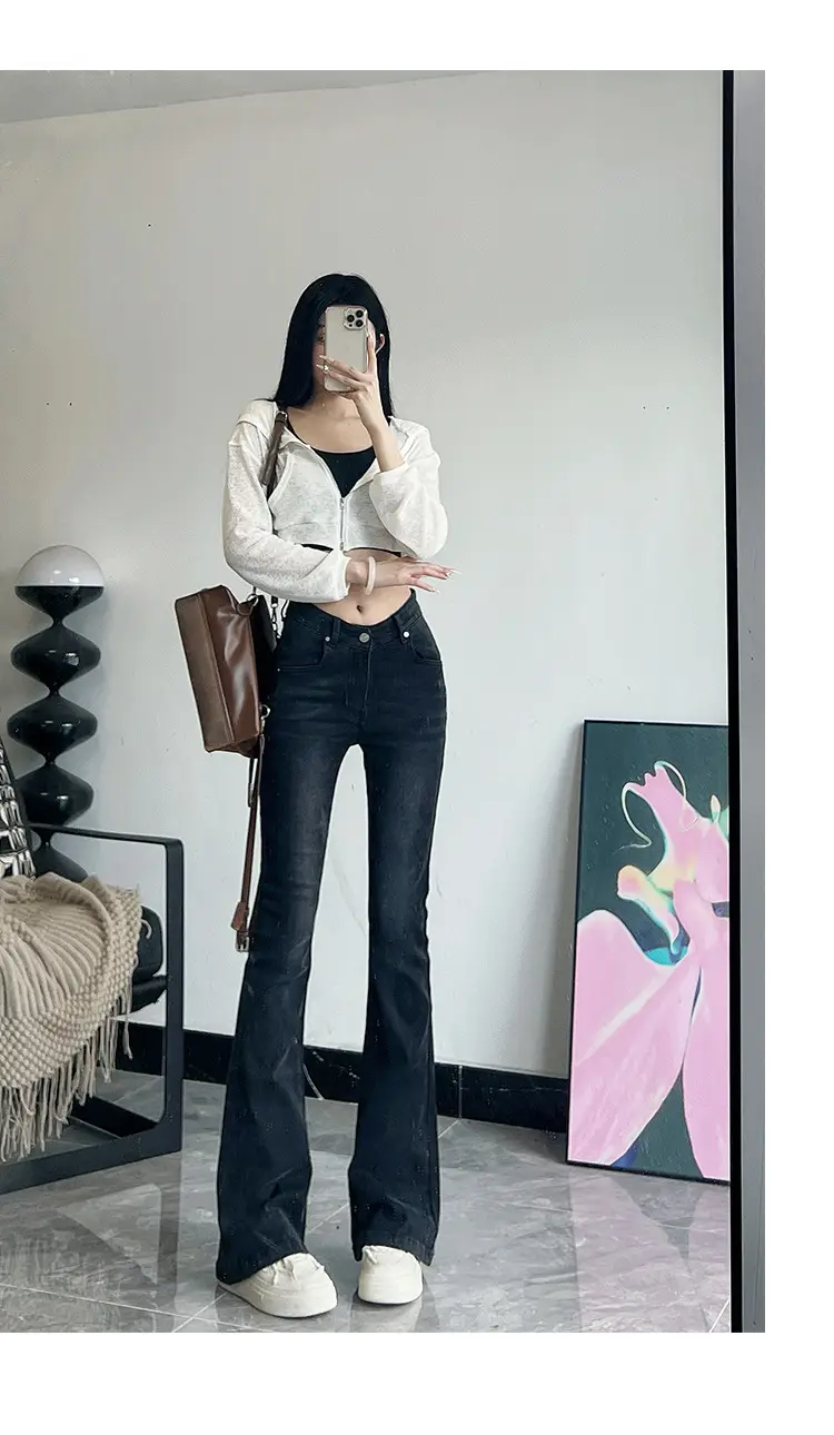 Women's 175Tall Slim Fit Micro-Flared Jeans Dark Blue — feature 15