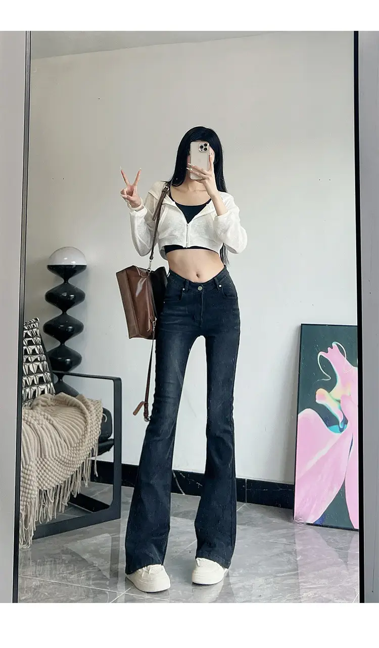 Women's 175Tall Slim Fit Micro-Flared Jeans Dark Blue — feature 20