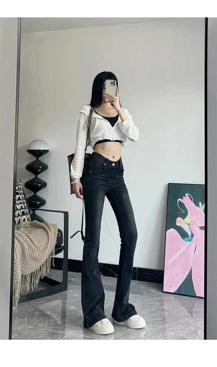 Women's 175Tall Slim Fit Micro-Flared Jeans Dark Blue — feature 21