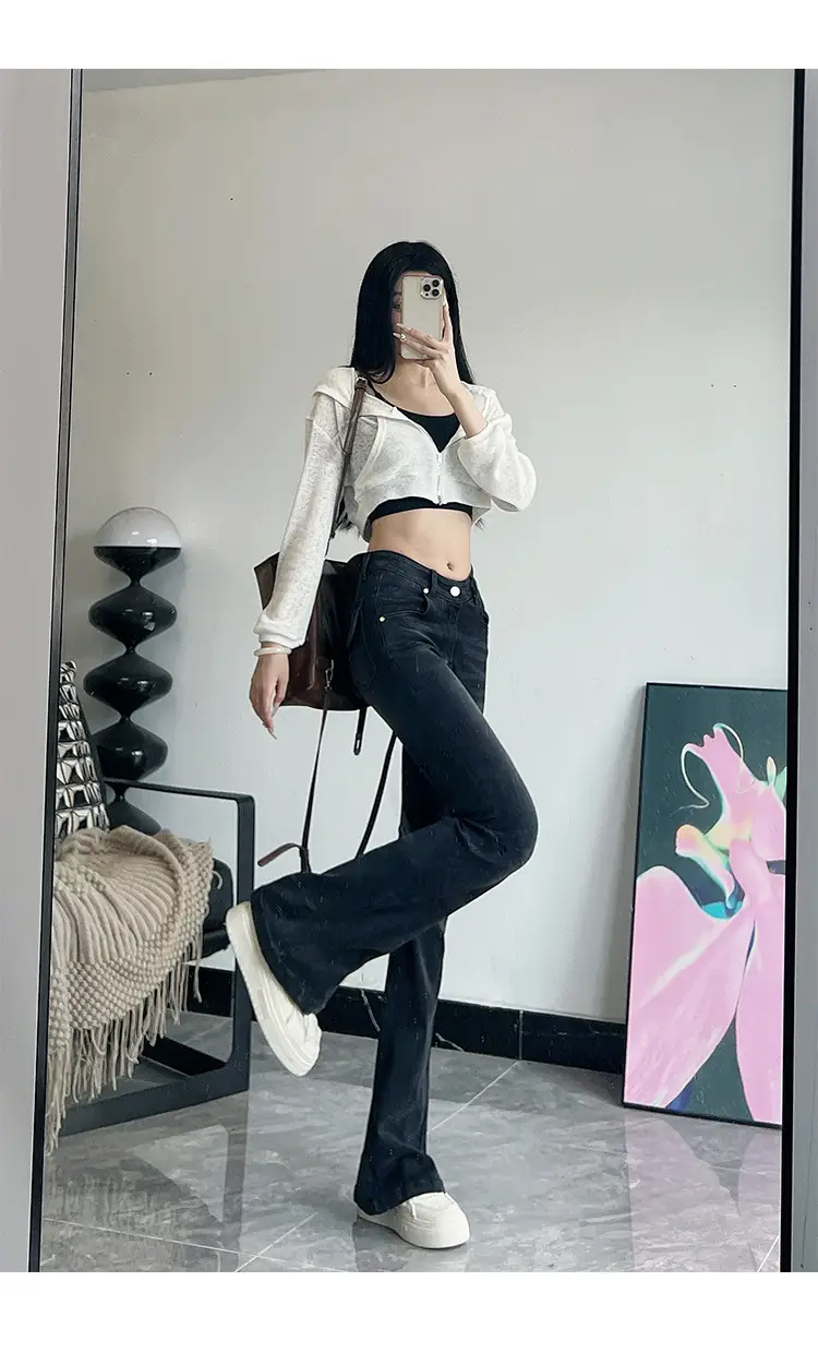Women's 175Tall Slim Fit Micro-Flared Jeans Dark Blue — feature 22