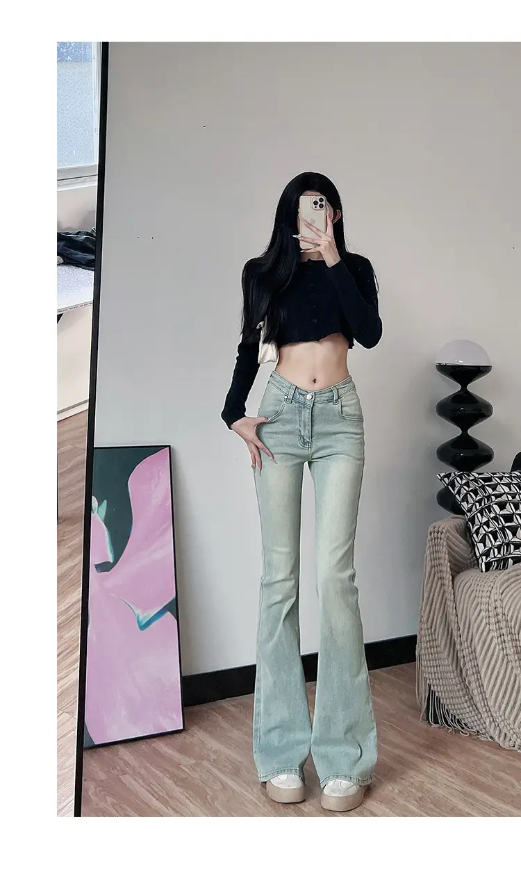 Women's 175Tall Slim Fit Micro-Flared Jeans Dark Blue — feature 24