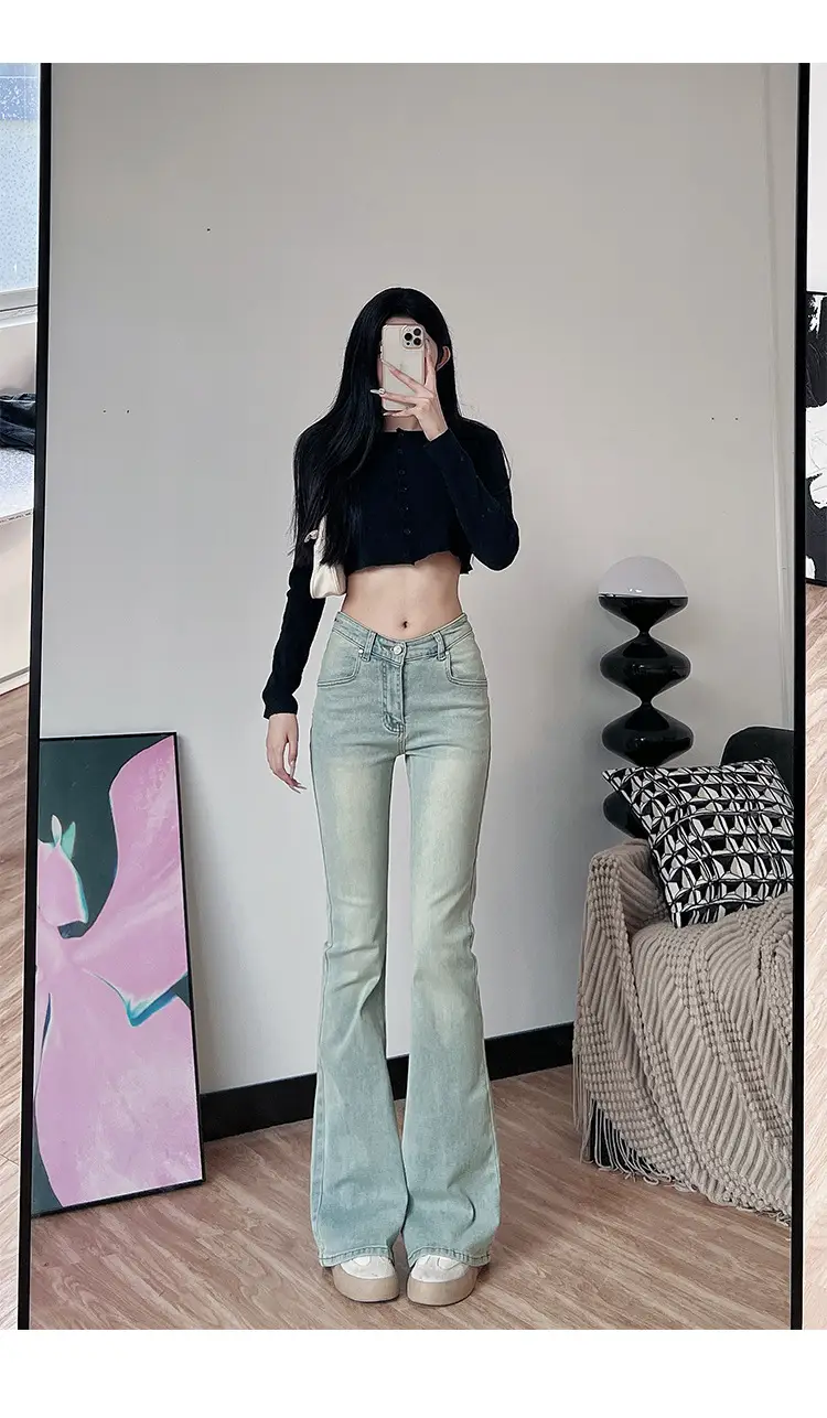 Women's 175Tall Slim Fit Micro-Flared Jeans Dark Blue — feature 25