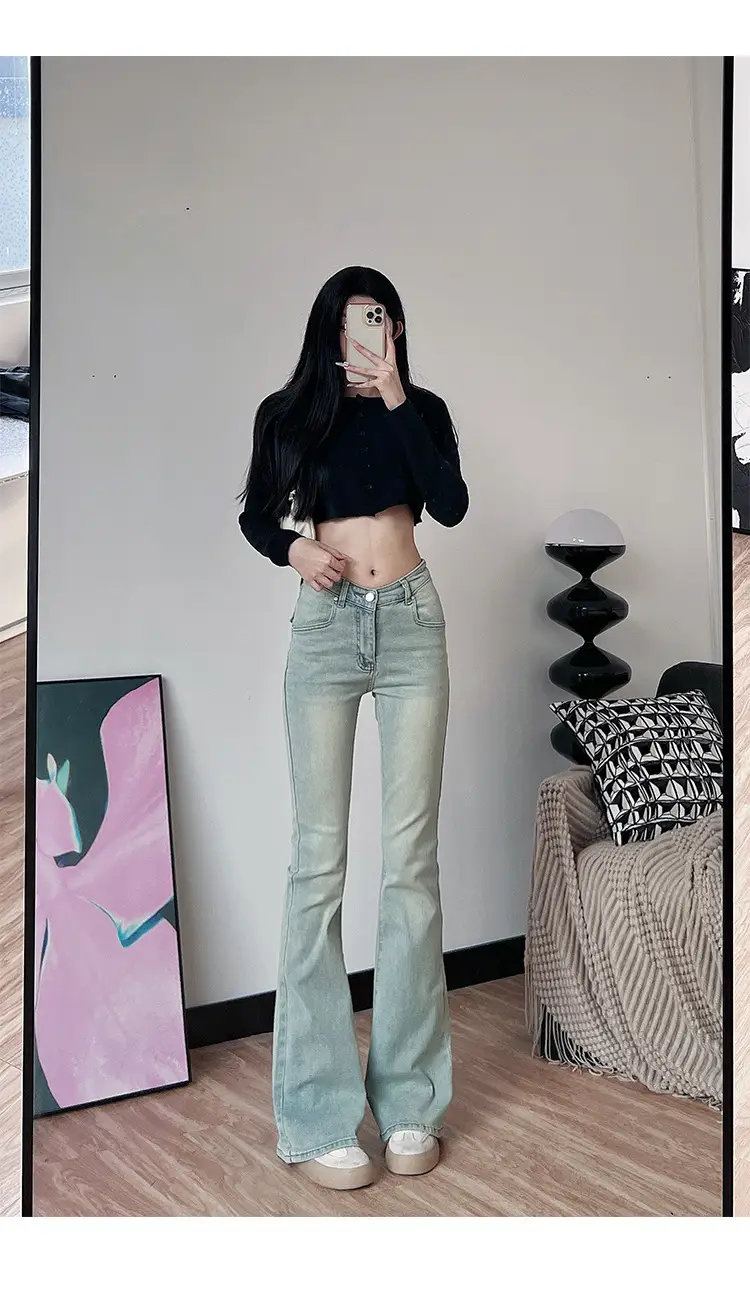 Women's 175Tall Slim Fit Micro-Flared Jeans Dark Blue — feature 26
