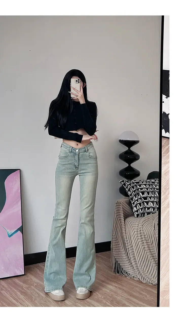 Women's 175Tall Slim Fit Micro-Flared Jeans Dark Blue — feature 28