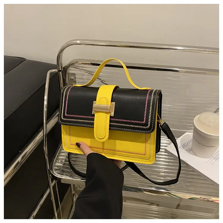 Women's Yellow Black Square Shoulder Crossbody Bag — feature 21