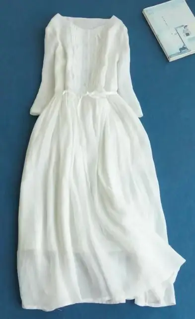 2024 Women's Green Lace Waist Mid-Length Dress - Image 2