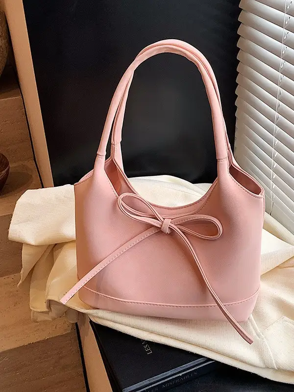Pink Bow-Tie Tote Bag for Women Large Capacity - Image 8
