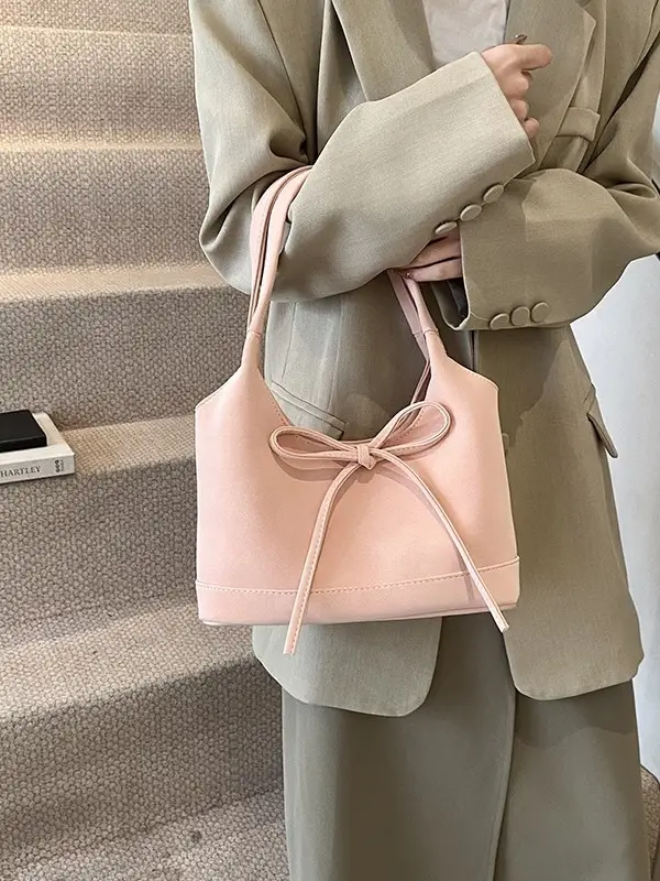 Pink Bow-Tie Tote Bag for Women Large Capacity - Image 9