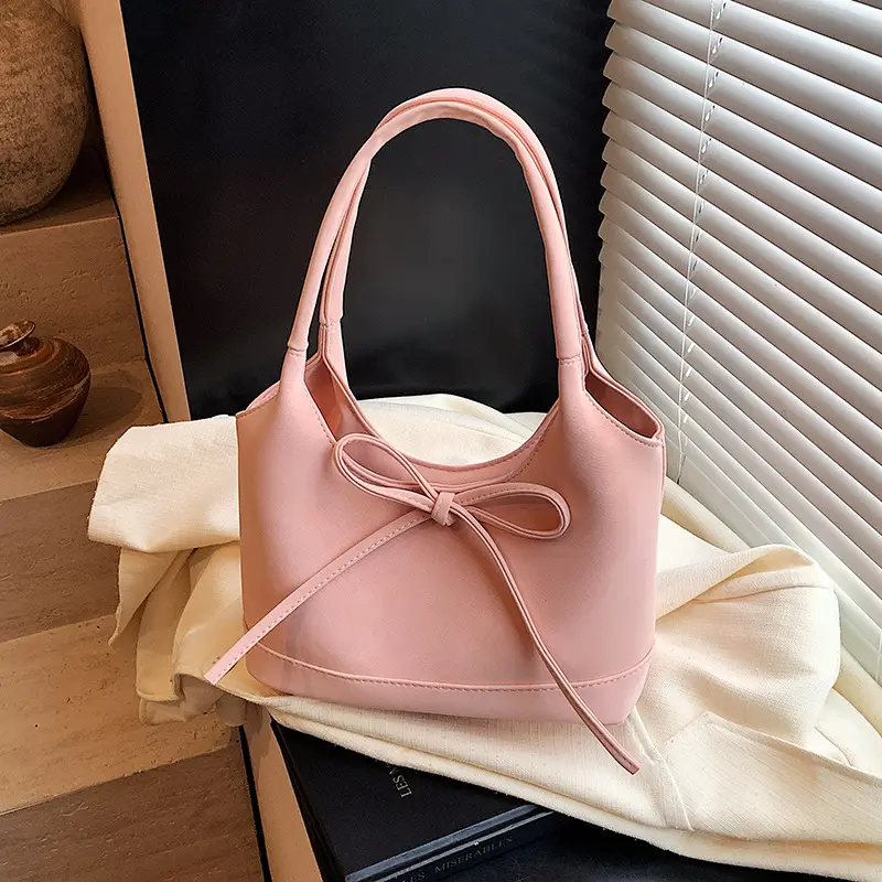 Pink Bow-Tie Tote Bag for Women Large Capacity - Image 3