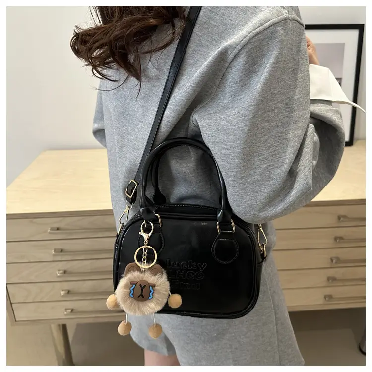 Vintage Brown Handbag with Pendant for Women — feature 11