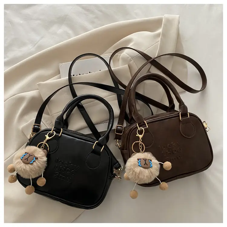 Vintage Brown Handbag with Pendant for Women — feature 26