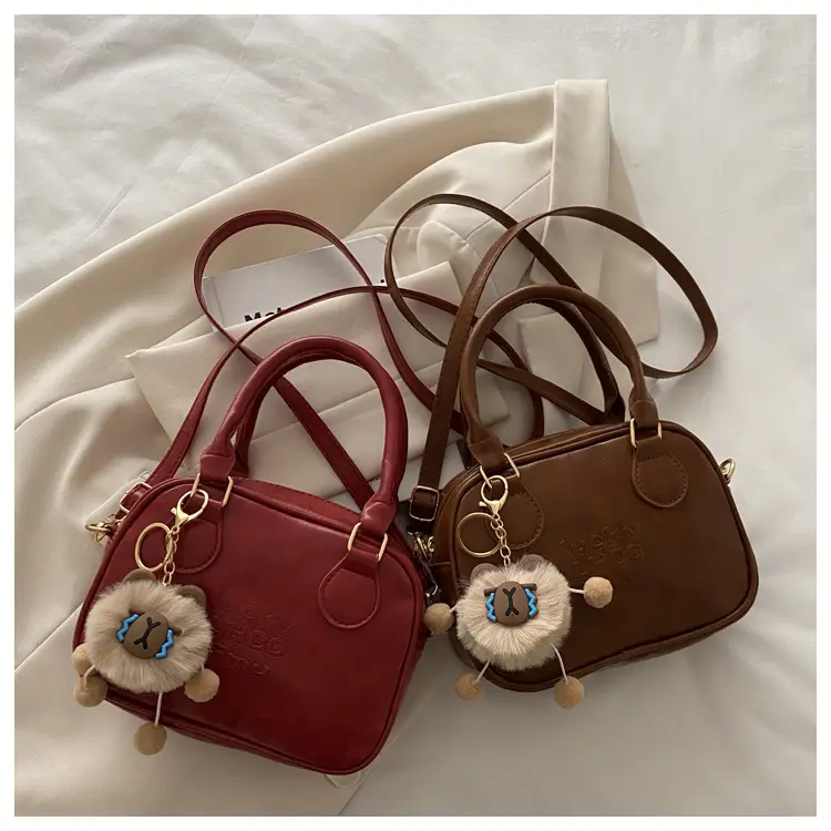 Vintage Brown Handbag with Pendant for Women — feature 27