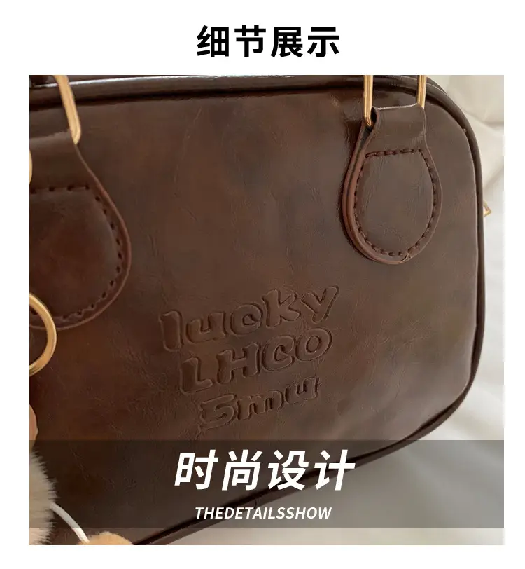 Vintage Brown Handbag with Pendant for Women — feature 4