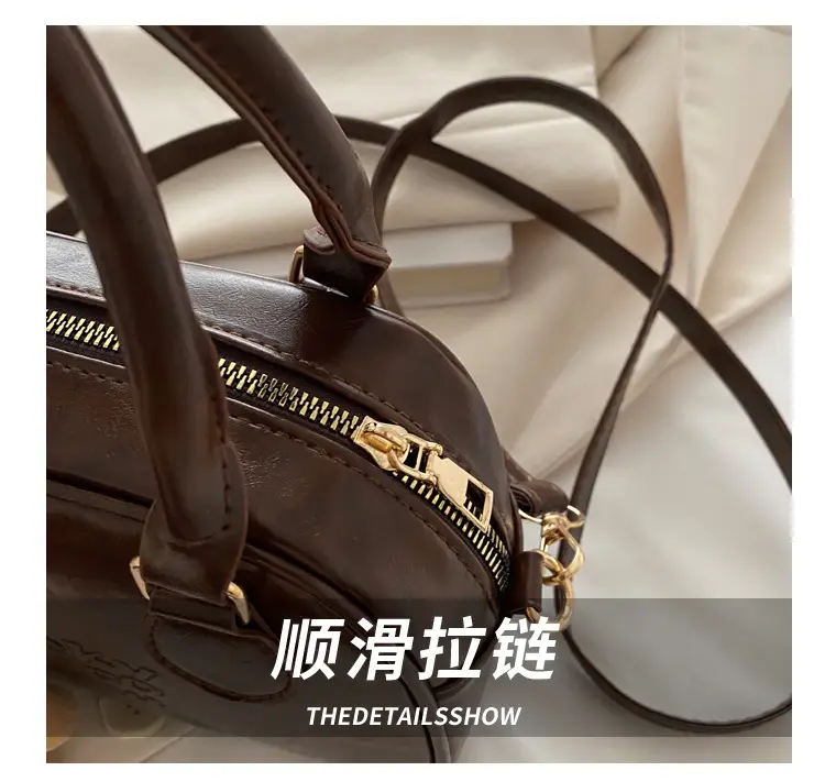 Vintage Brown Handbag with Pendant for Women — feature 5