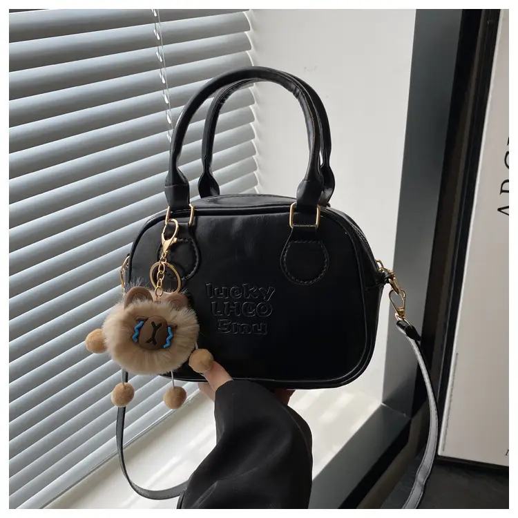 Vintage Brown Handbag with Pendant for Women - Image 5