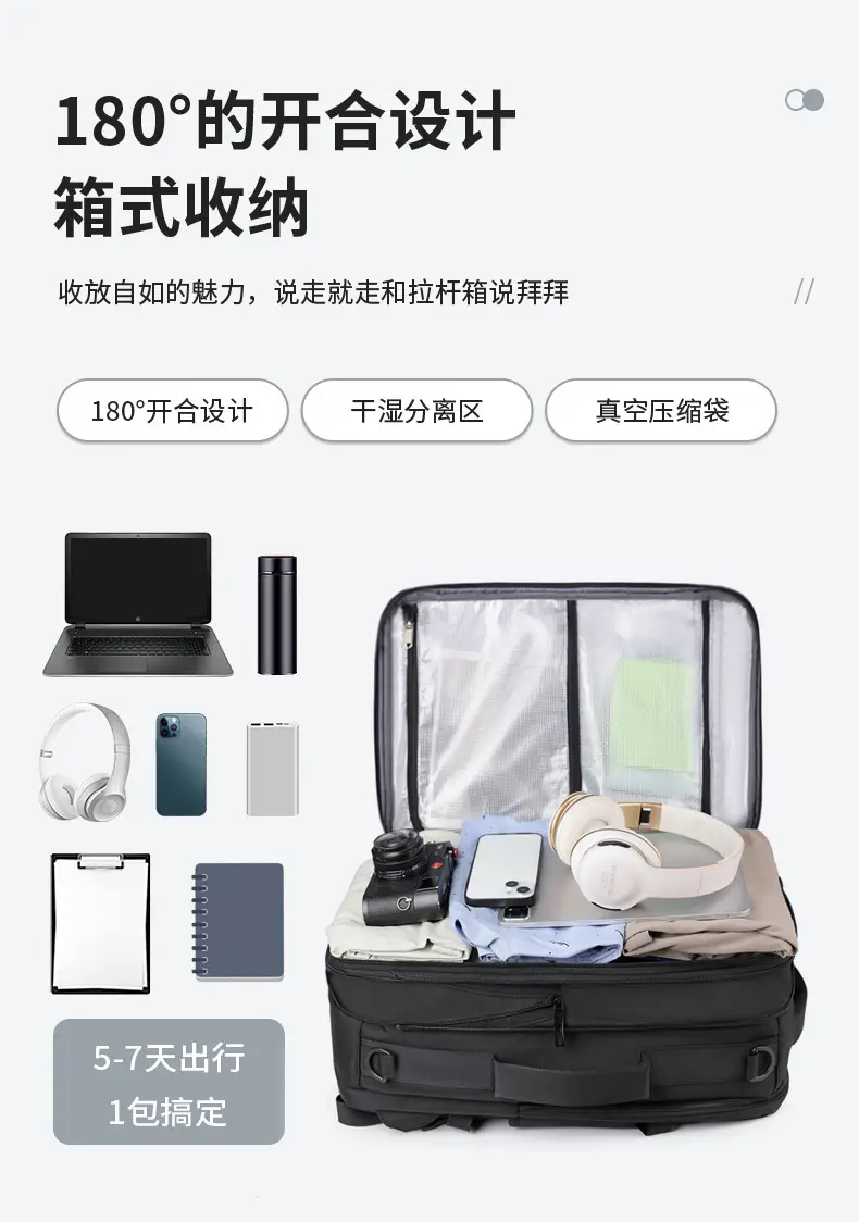 Business Backpack Vacuum Compressible Large Capacity Business Travel Backpack Simple Expansion Backpack — feature 11