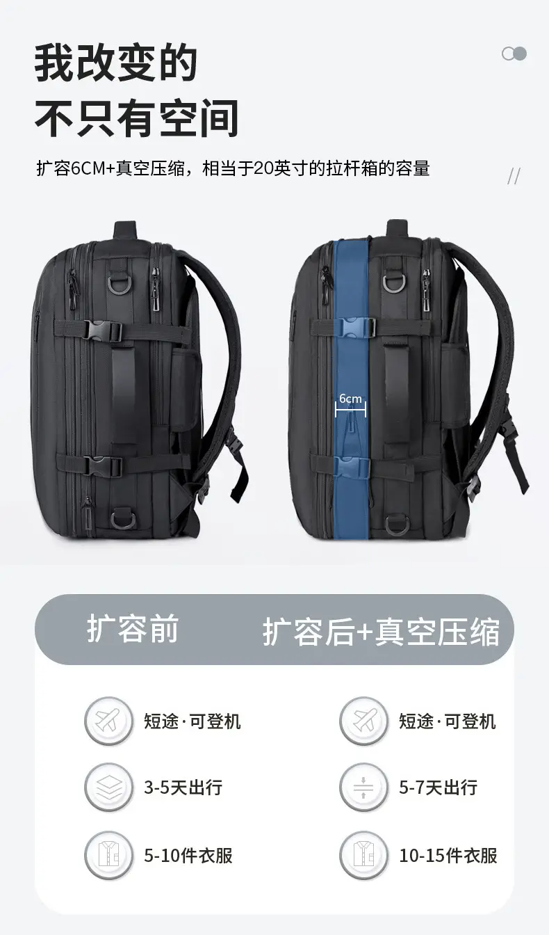 Business Backpack Vacuum Compressible Large Capacity Business Travel Backpack Simple Expansion Backpack — feature 9