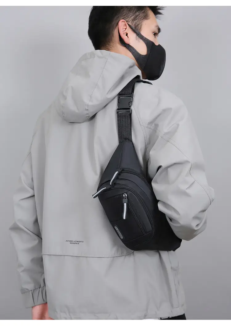 Men's Navy Blue Sports Waist Bag Large Capacity — feature 17