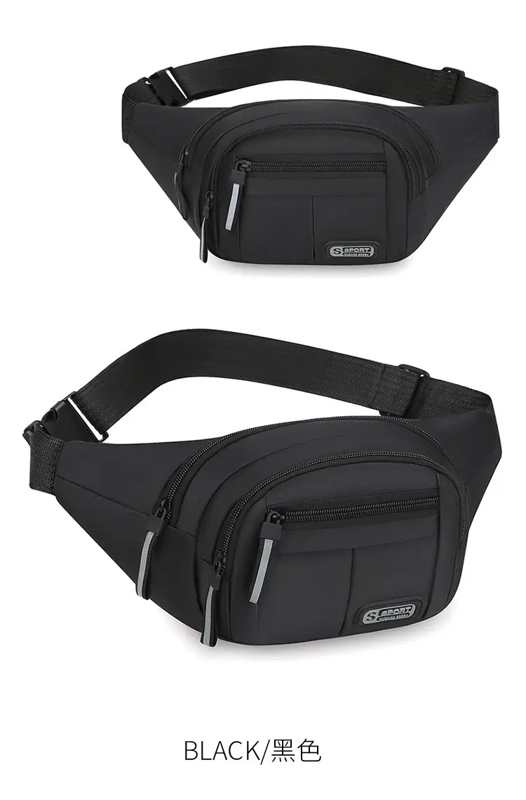Men's Navy Blue Sports Waist Bag Large Capacity — feature 23