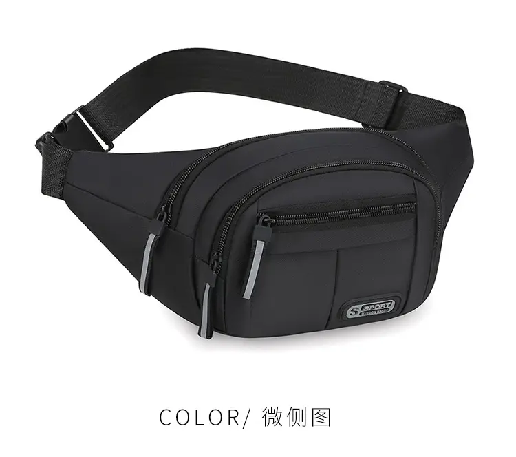 Men's Navy Blue Sports Waist Bag Large Capacity — feature 27