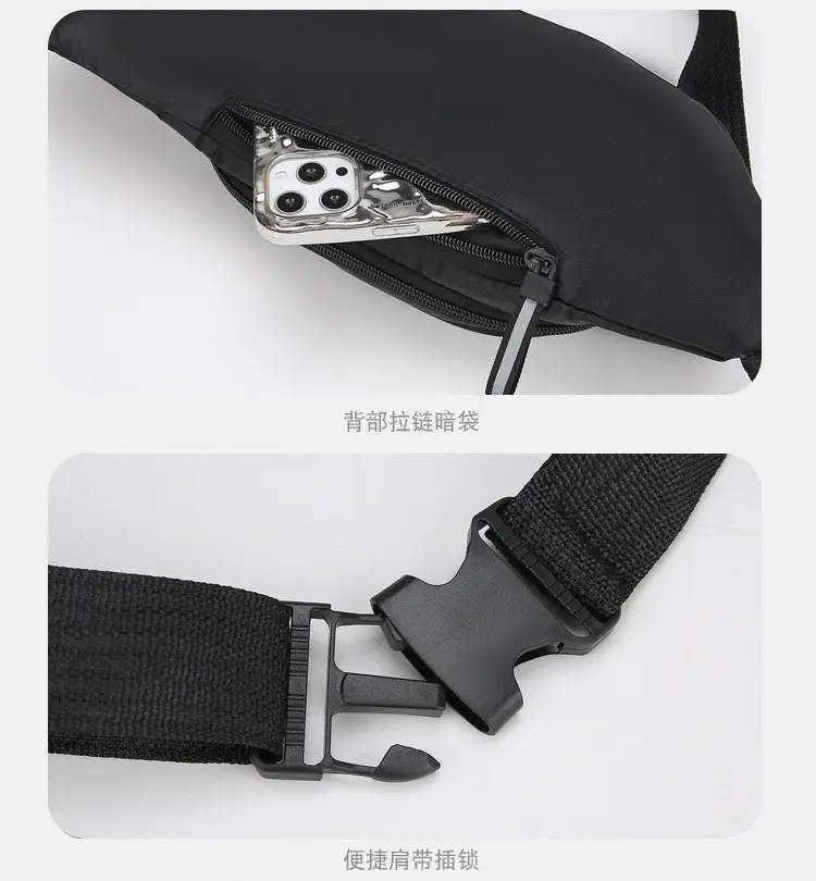 Men's Navy Blue Sports Waist Bag Large Capacity — feature 32