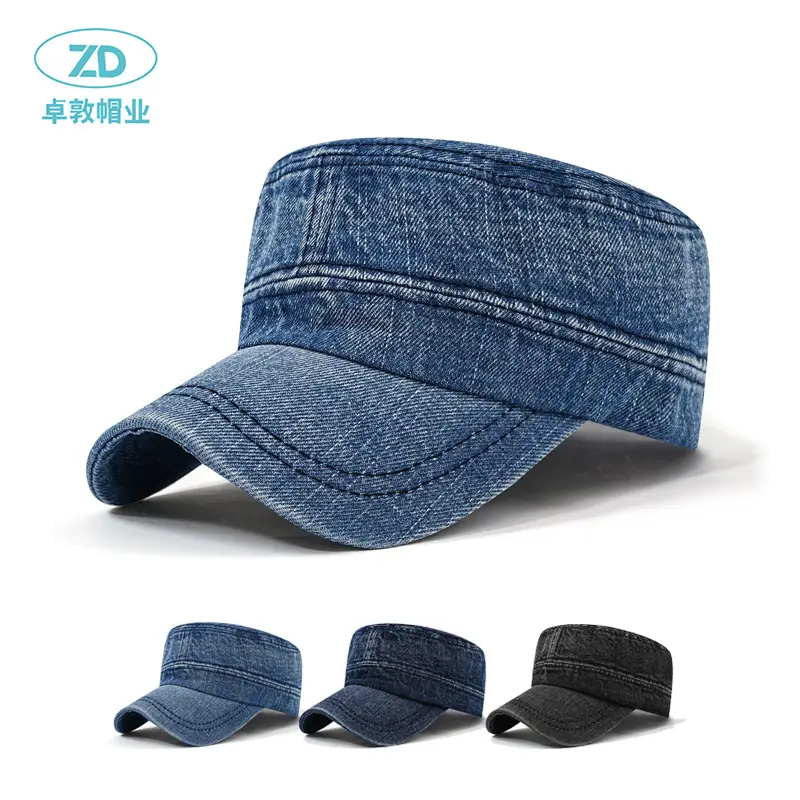 Men Denim Flat Cap Retro Distressed Sun Hat - Image 4