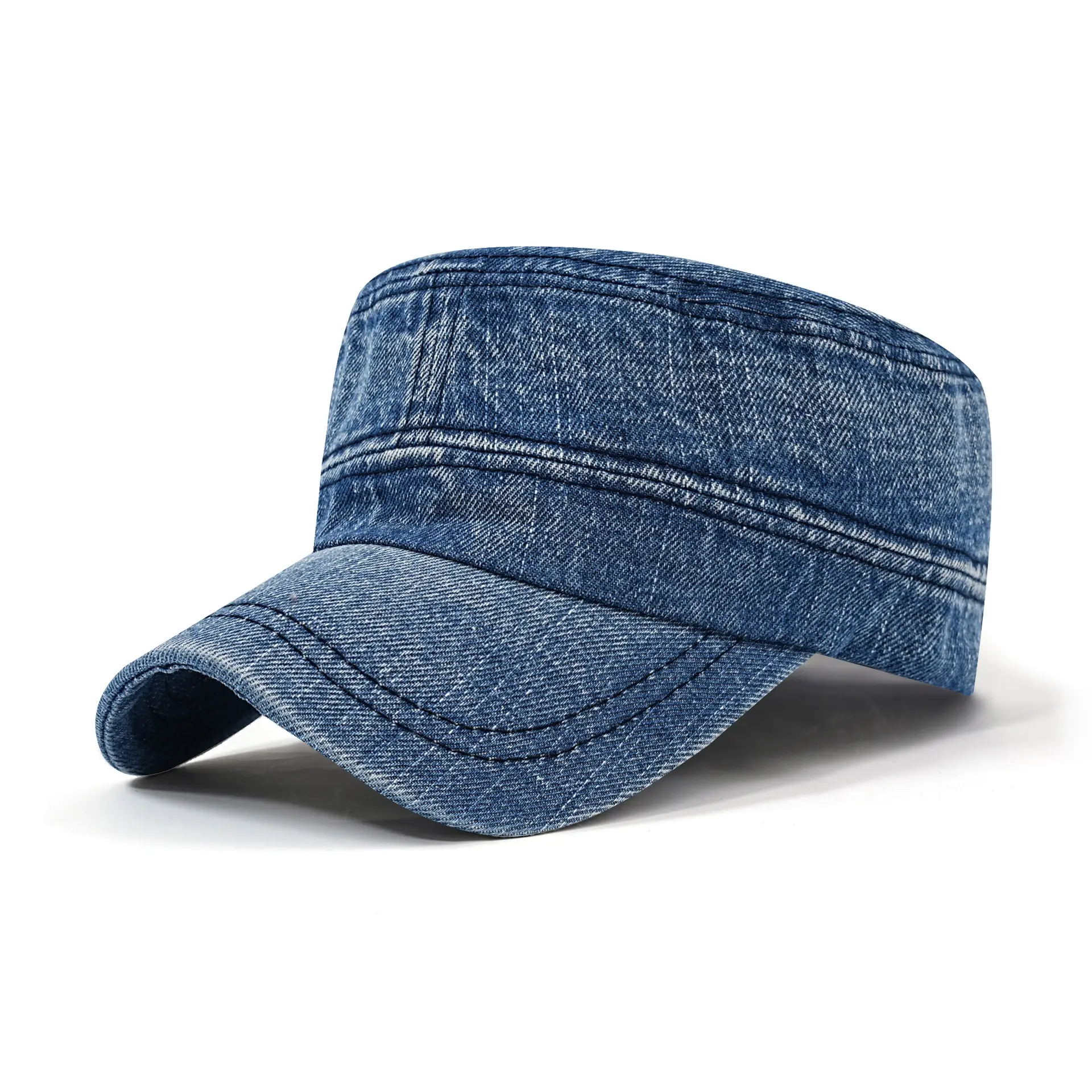 Men Denim Flat Cap Retro Distressed Sun Hat - Image 5