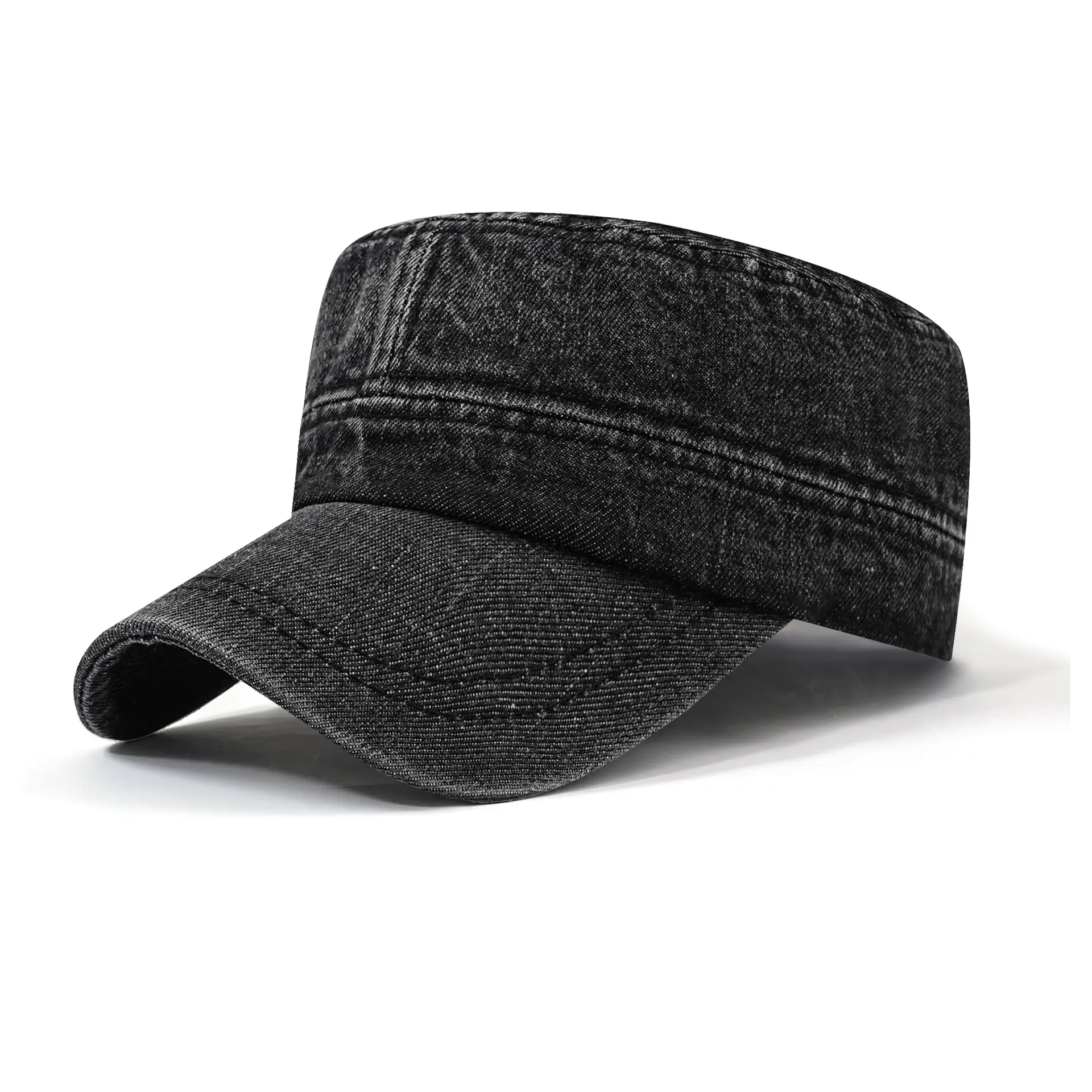 Men Denim Flat Cap Retro Distressed Sun Hat - Image 2