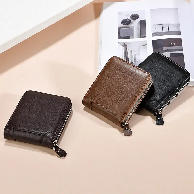Japanese Korean Men's Zip Wallet with Leather Design - Image 4
