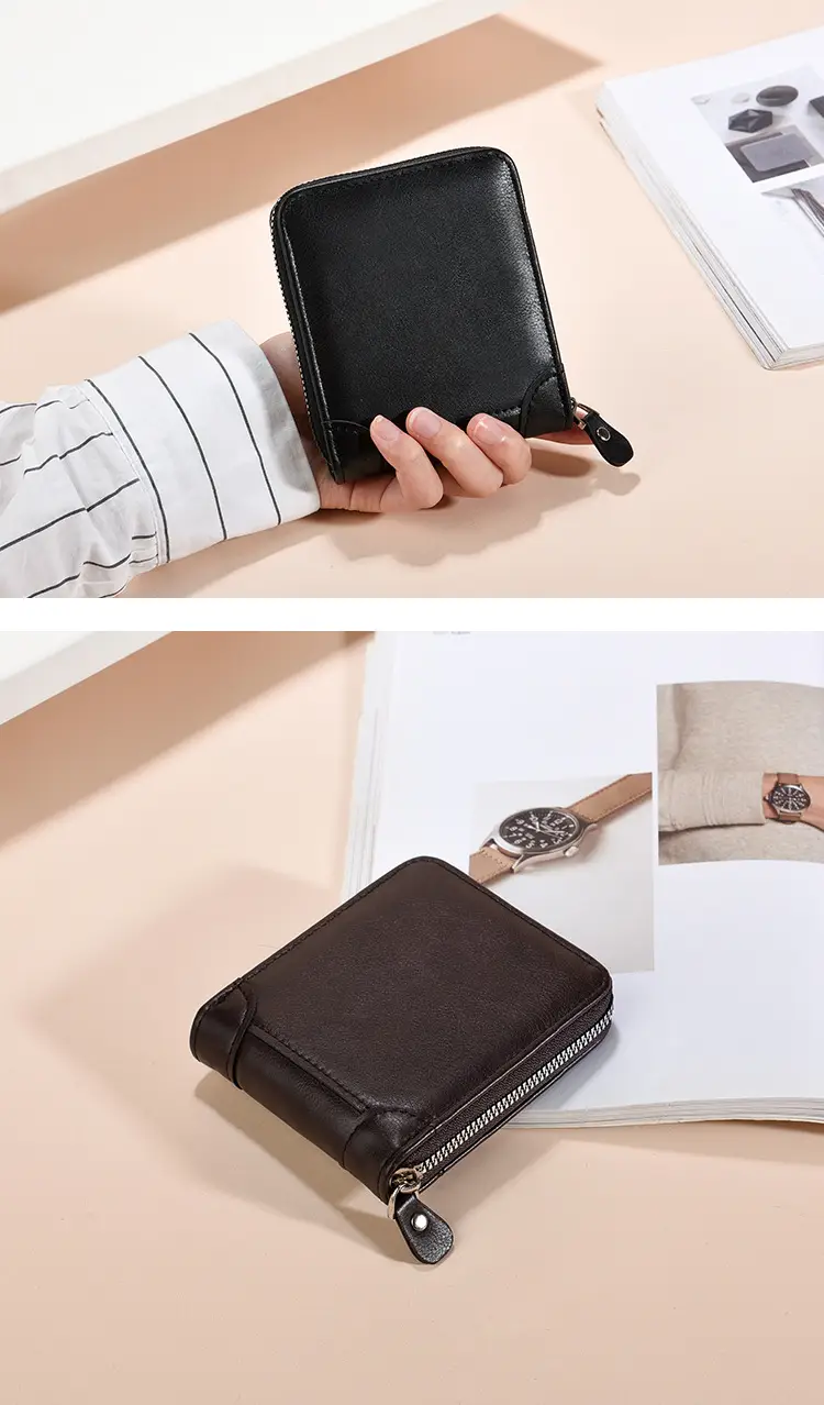 Japanese Korean Men's Zip Wallet with Leather Design — feature 10