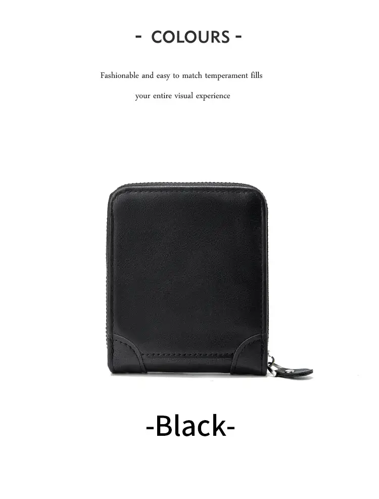 Japanese Korean Men's Zip Wallet with Leather Design — feature 12