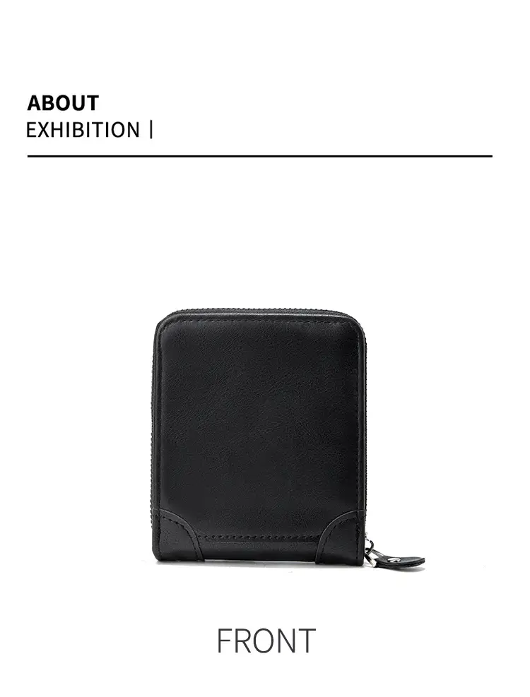 Japanese Korean Men's Zip Wallet with Leather Design — feature 14