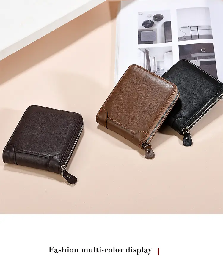 Japanese Korean Men's Zip Wallet with Leather Design — feature 3