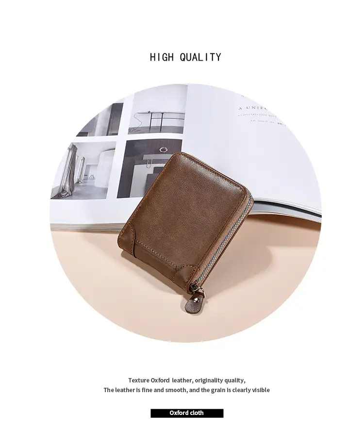 Japanese Korean Men's Zip Wallet with Leather Design — feature 4