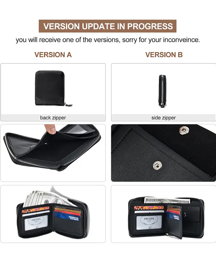 Japanese Korean Men's Zip Wallet with Leather Design — feature 6